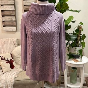 Purple Turtleneck Knit Sweater